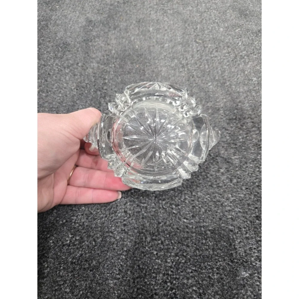 EAPG US Glass MINNESOTA #15055 Clear Toothpick Holder 3-hdld scalloped sawtooth